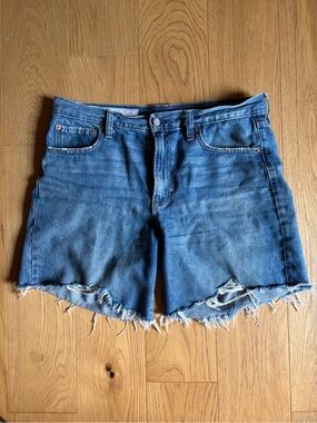 GAP Raw Hem Distressed Denim Shorts - Blue